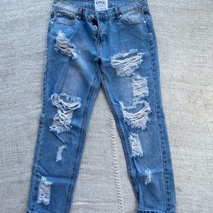 ONE by one teaspoon ripped boyfriend jeans